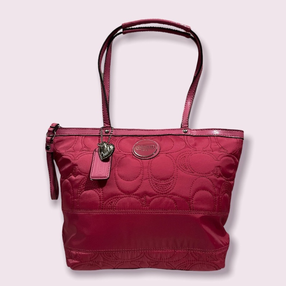 Coach stitched signature nylon tote